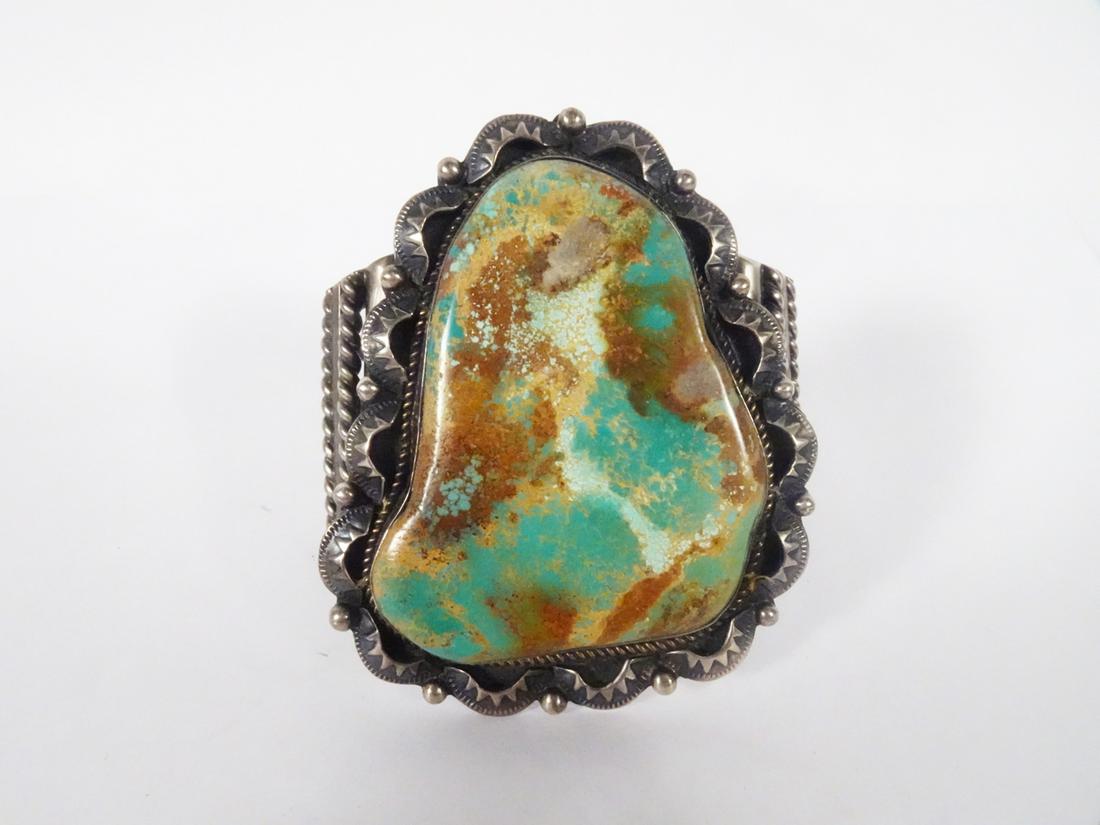 Large Sterling Turquoise Cuff (1 of 3)