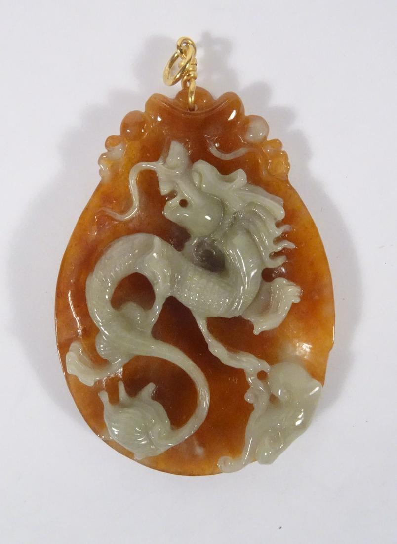 Orange Jade Dragon Pendant (1 of 1)