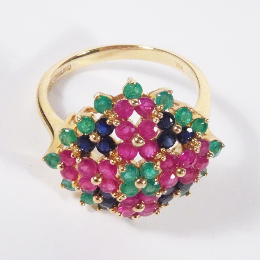 14K Gold Ruby Sapphire Emerald Ring (1 of 2)