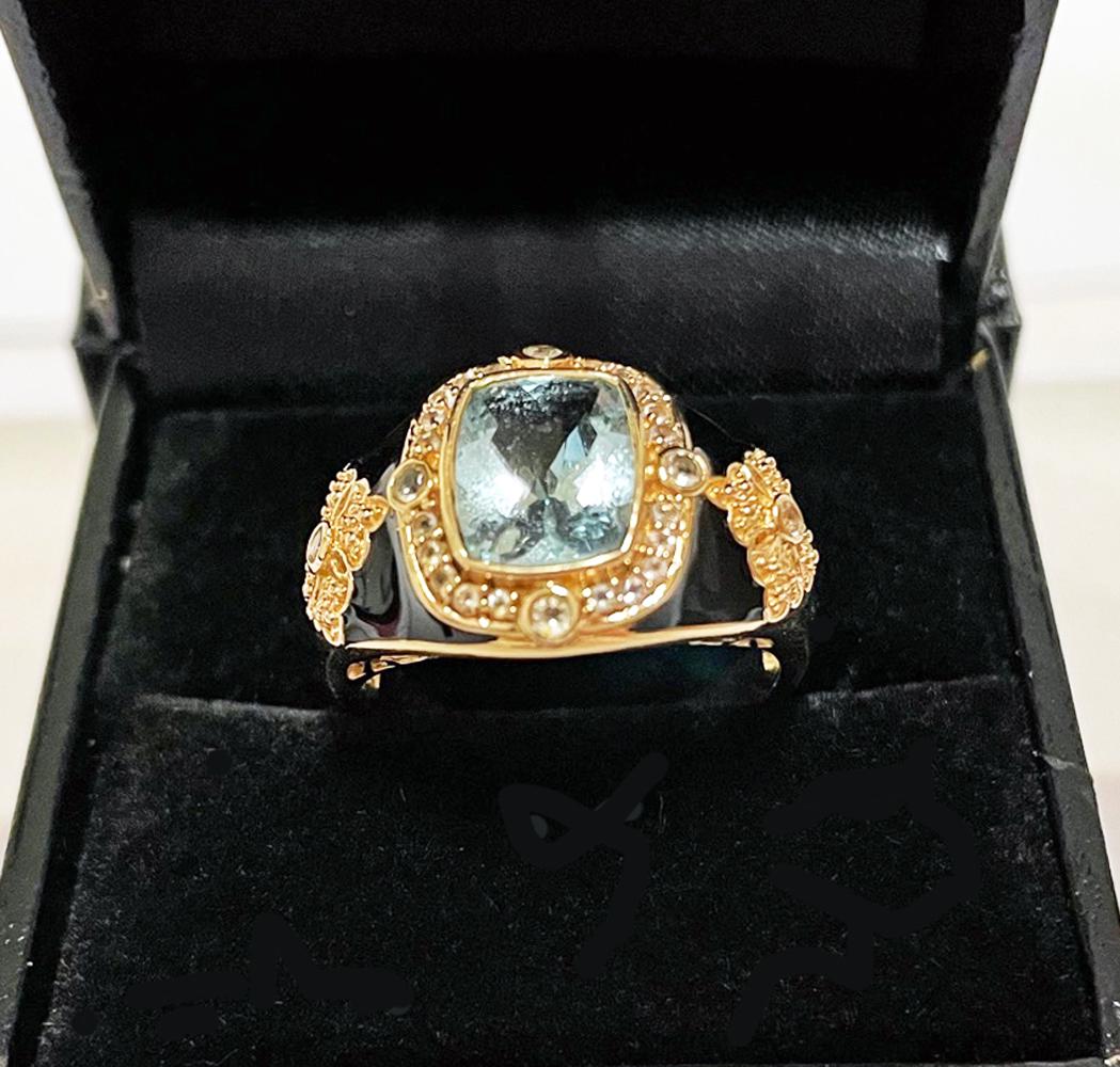 14K Gold Blue Topaz White Sapphire Ring (1 of 2)