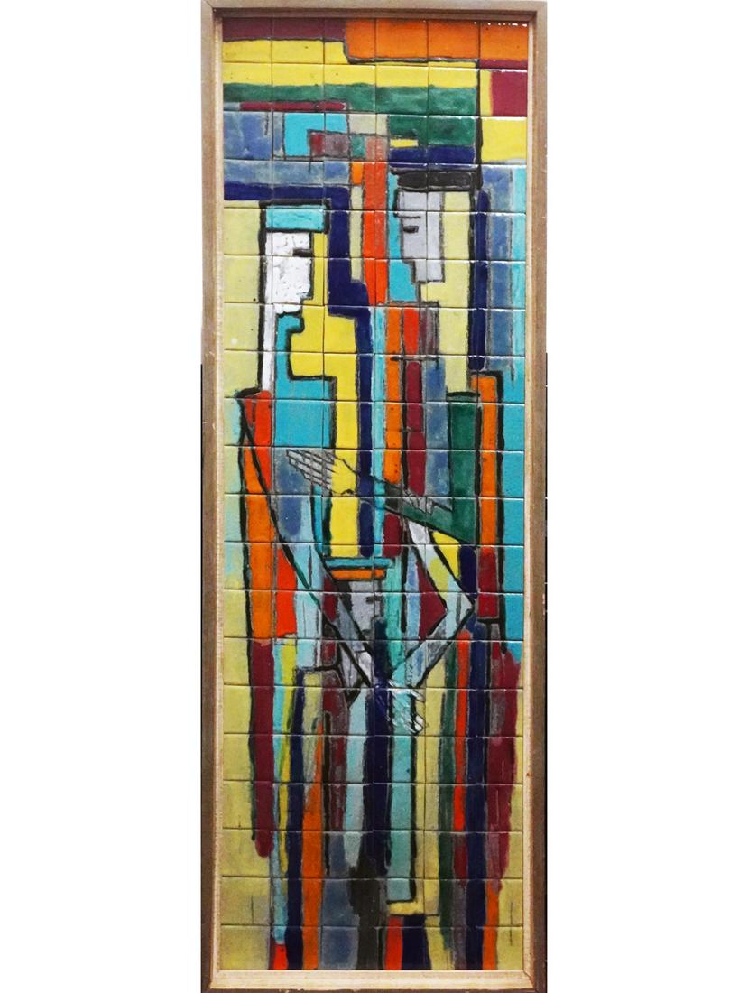 Mid Century Modern Figural Tile Plaque (1 of 2)
