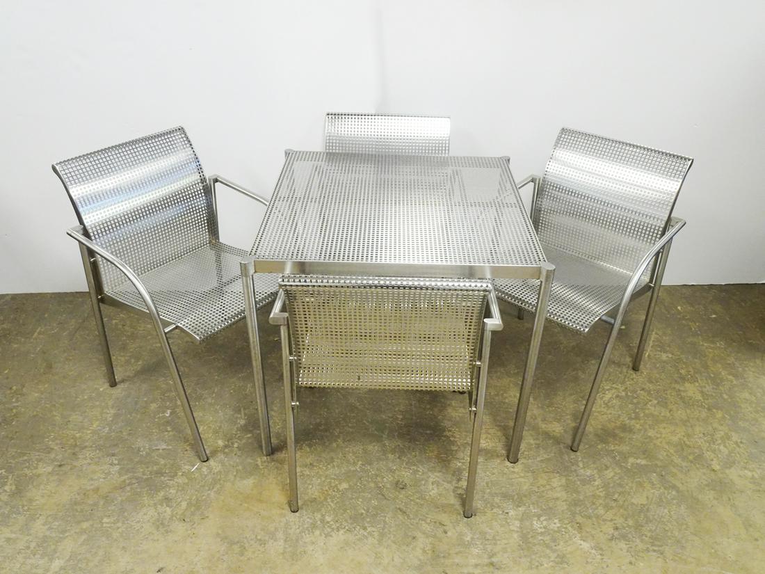 Square Punched Aluminum Table and Chair Set (1 of 3)