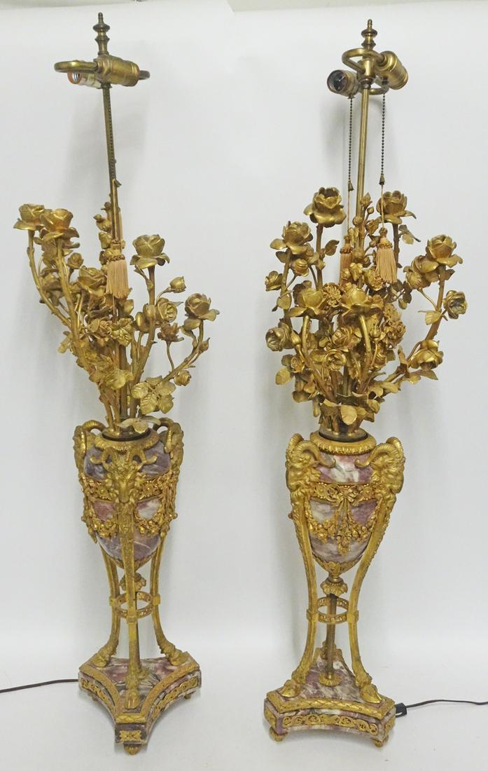 French Bronze and Marble Candelabra Lamps (1 of 3)