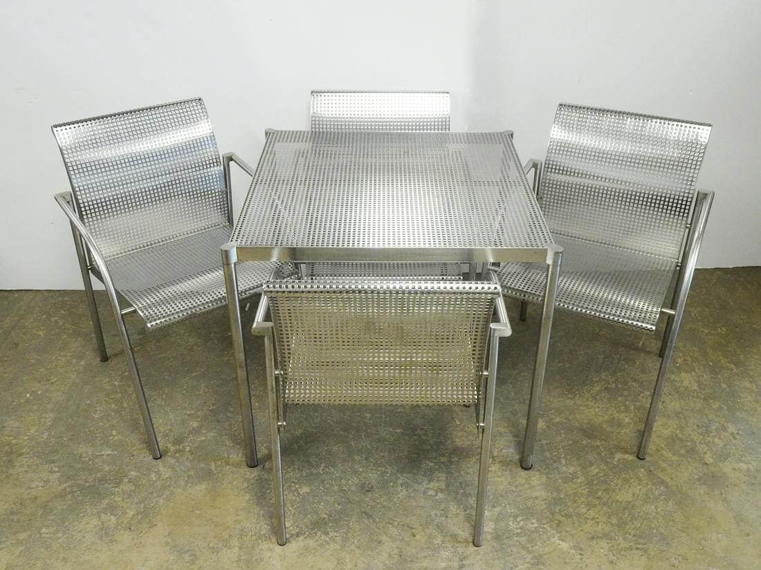 Square Punched Aluminum Table and Chair Set (1 of 3)