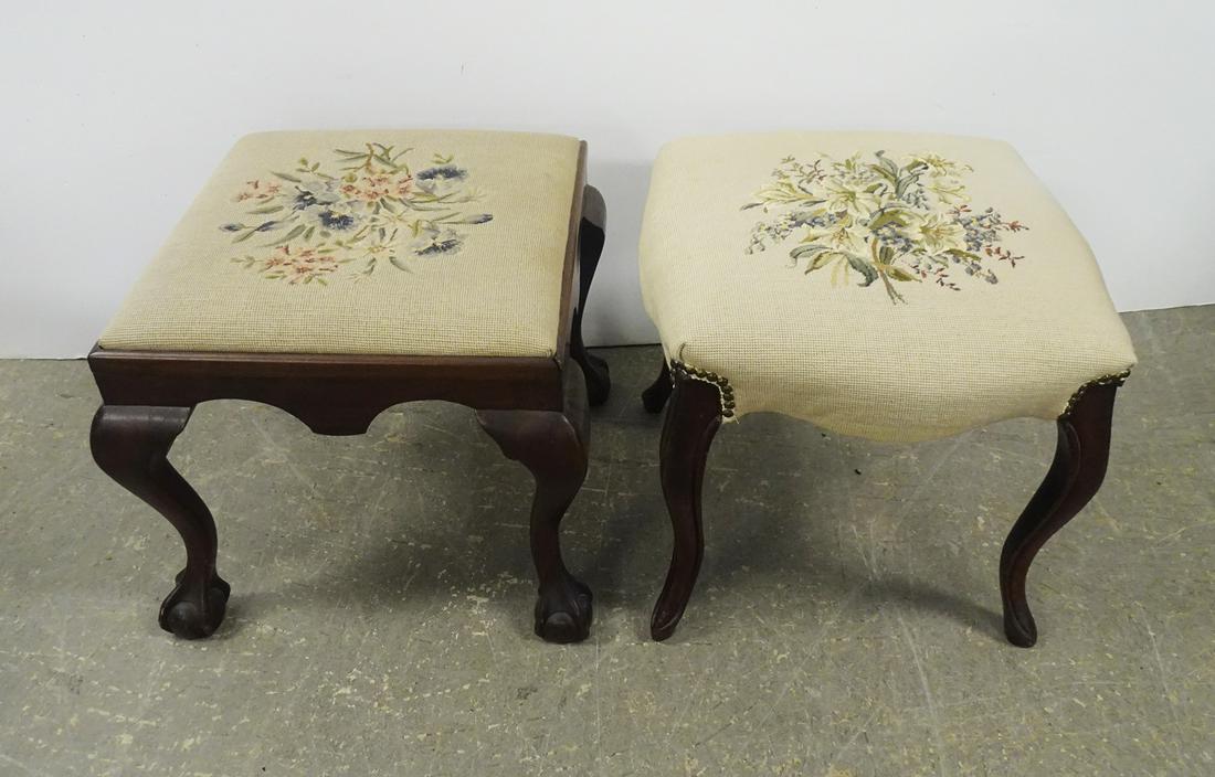 Two Needlepoint Top Footstools (1 of 2)