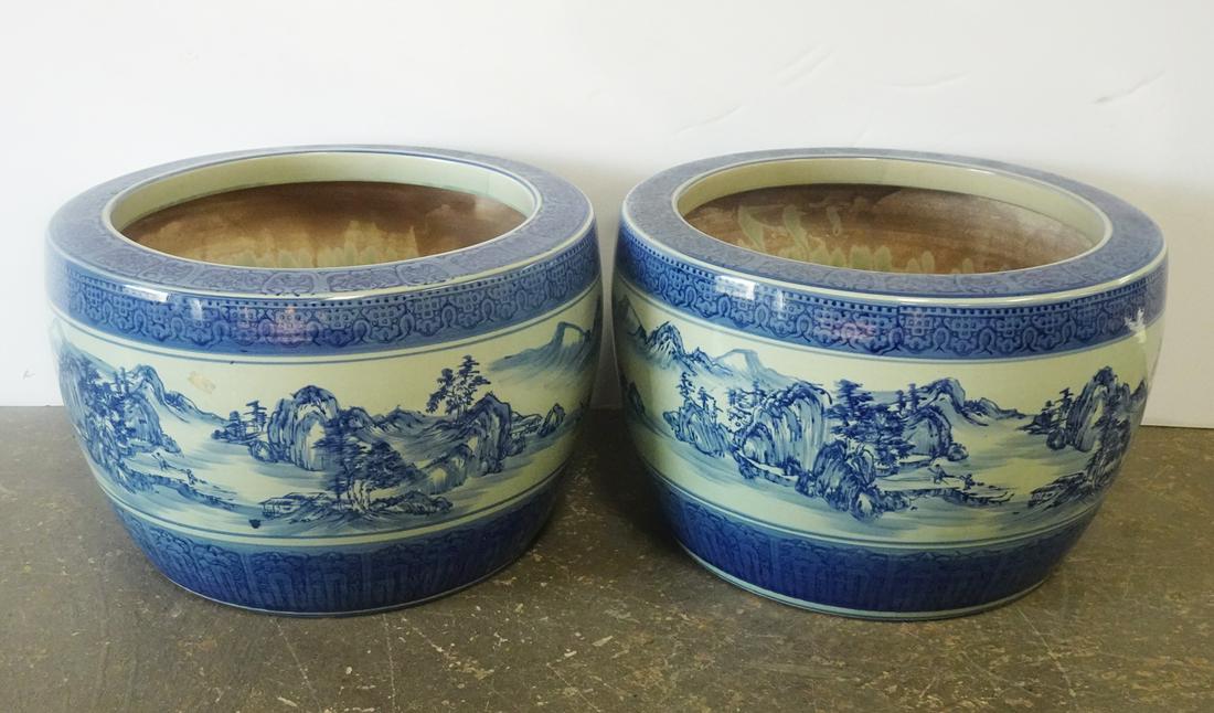 Pair of Japanese Porcelain Jardinieres (1 of 3)
