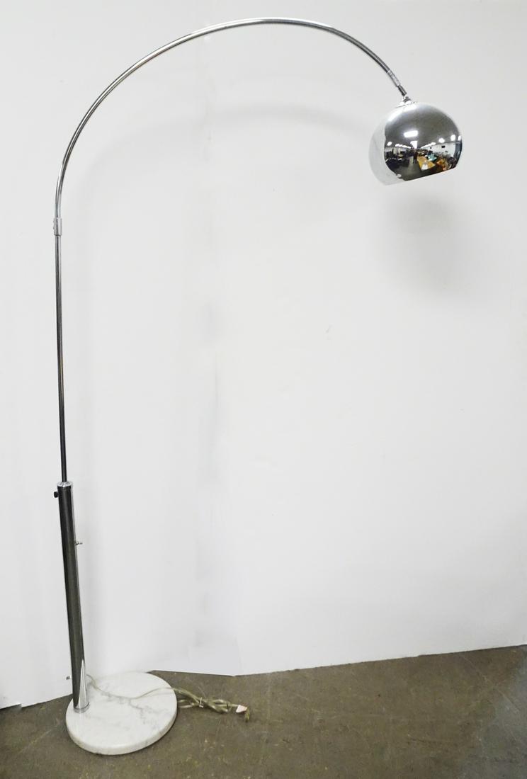 Modernist Style Chrome and Marble Arc Floor Lamp (1 of 2)