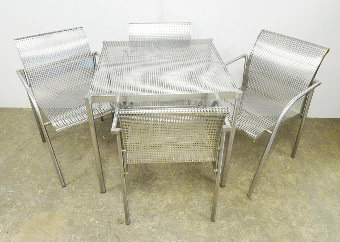Square Punched Aluminum Table and Chair Set (1 of 3)