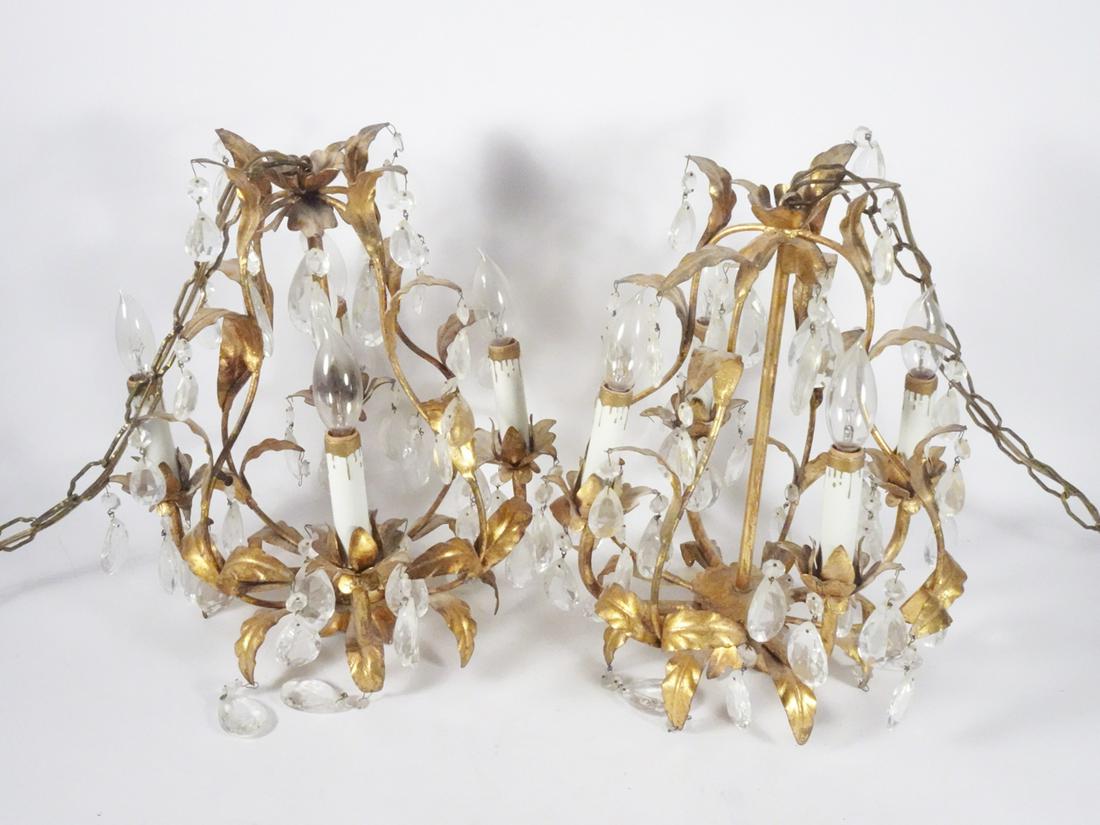 Italian Gilt Metal Four Light Chandeliers (1 of 3)