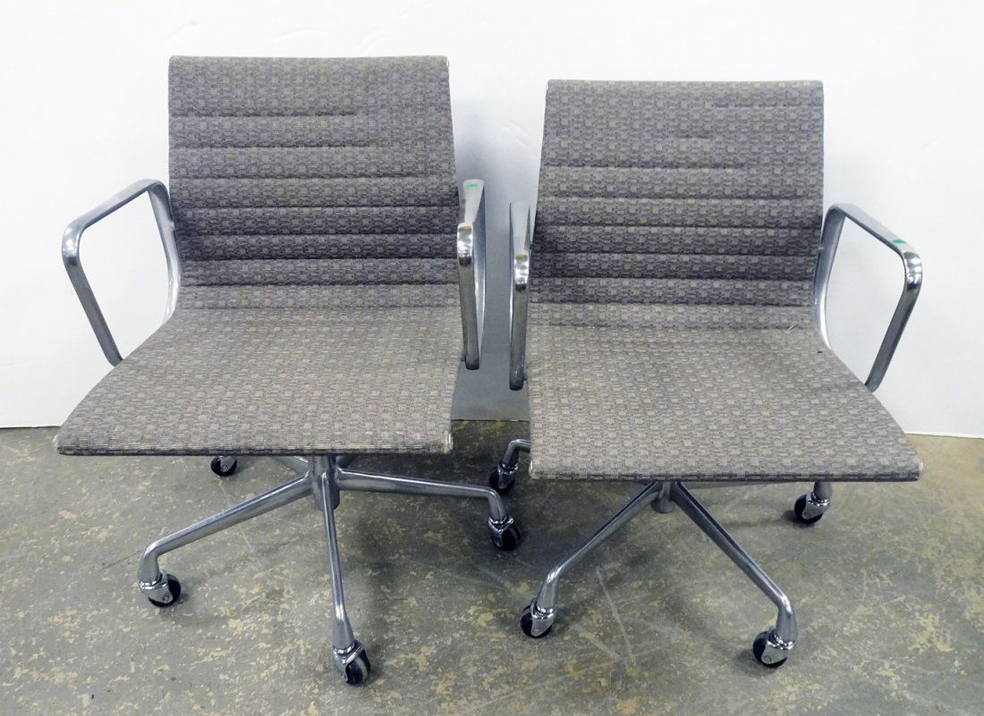 Pair of Group Aluminum Armchairs by Charles Eames for Herman Miller: Pair of Group Aluminum Armchairs by Charles Eames for Herman Miller, 31" x 23" x 22"