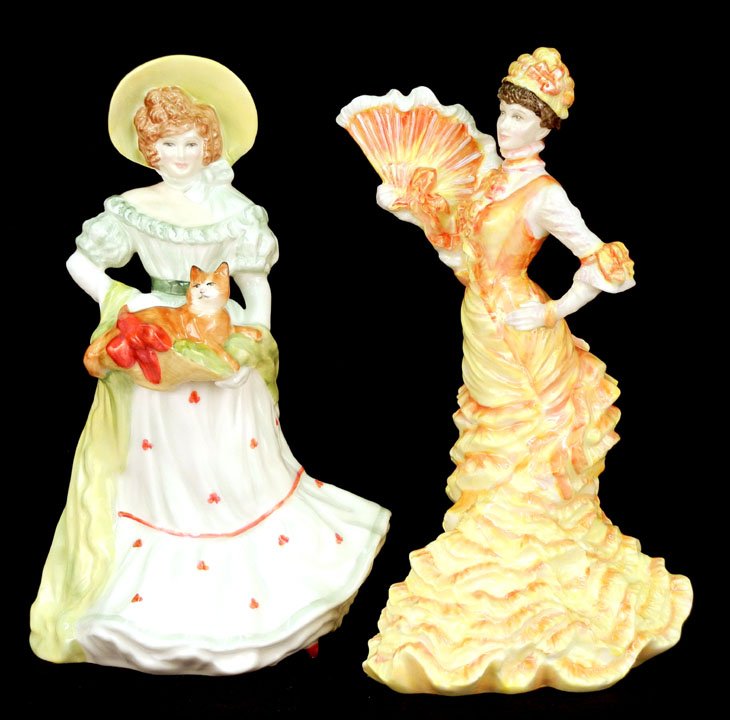 Two Royal Doulton figurines "Jane" Lady Doulton 199: Two Royal Doulton figurines "Jane" Lady Doulton 1997 HN 3711, 9", and "Le Bal ' Inspired by Tisset'" HN 3702, 9"