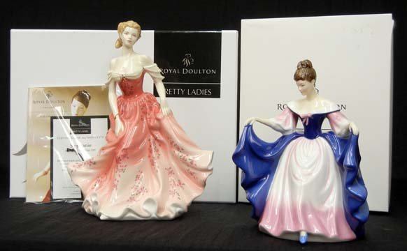 Two Royal Doulton figurines, "Sara" HN 4720 7", an: Two Royal Doulton figurines, "Sara" HN 4720 7", and "Stephanie" figure of the year 2007 HN 4907 9", both in original boxes with certificates of authenticity