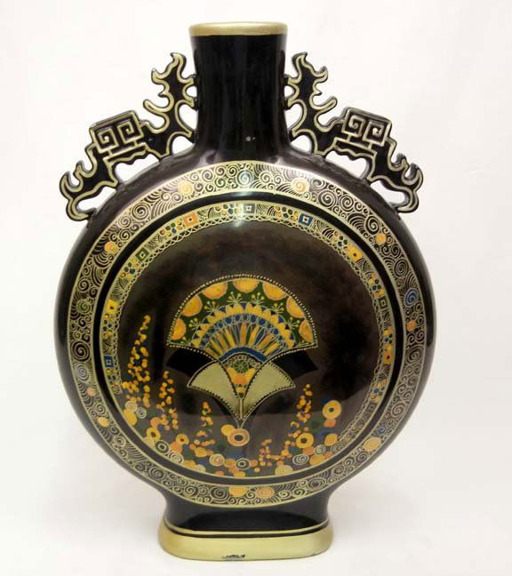 Maitland-Smith 17" Asian style vase, paper label o: Maitland-Smith 17" Asian style vase, paper label on bottom