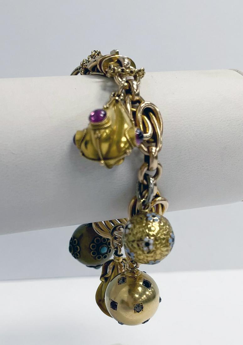 15K Gold Charm Bracelet (1 of 4)