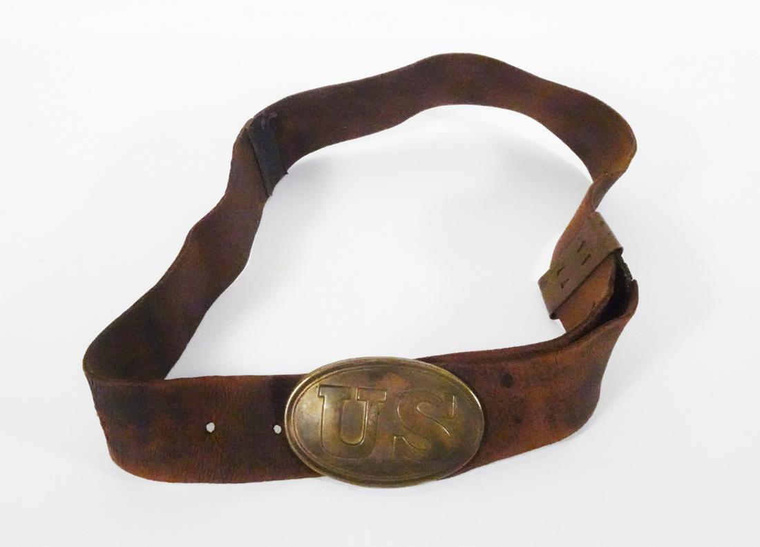 U.S. Civil War Leather Belt with Buckle (1 of 2)