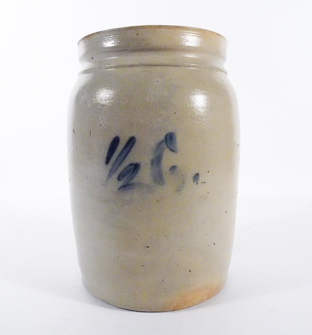 Cobalt Blue Decorated Stoneware Crock (1 of 3)