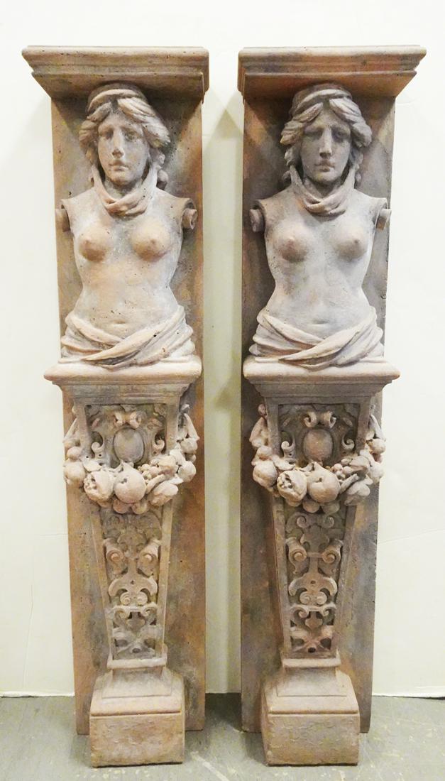 Pair of Architectural Terra Cotta Caryatids (1 of 3)