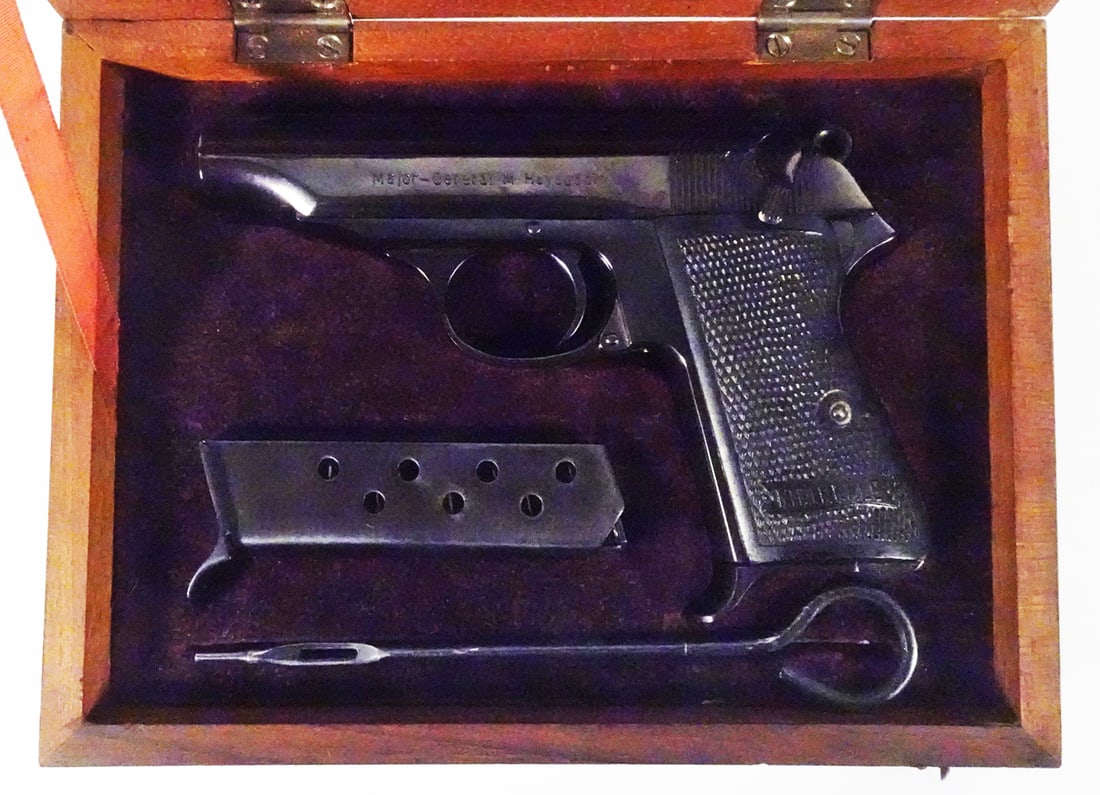 Kirikkale Endustrisi PP semi-automatic pistol: Kirikkale Endustries model PP semi-automatic pistol. .380 ACP, 10+1 round, magazine fed, serial number 14317. Dated 1951. 4" barrel, overall length 7". Includes 2 magazines, cleaning rod and factory w