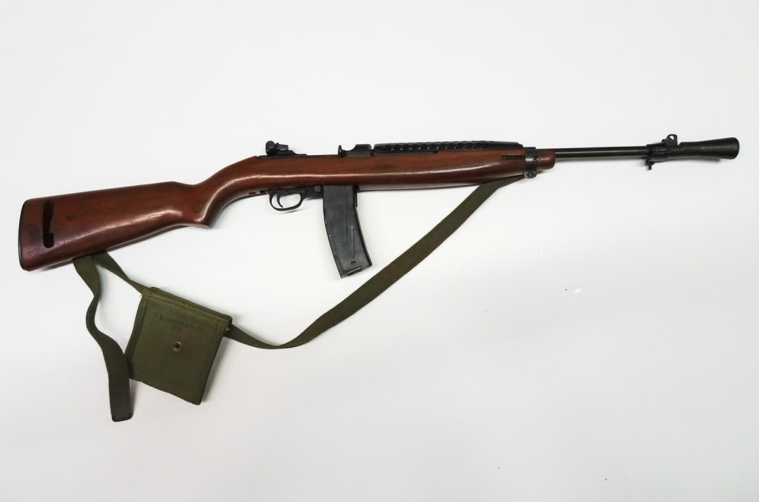Iver Johnson REPRODUCTION M1 Carbine semi-automatic rifle: Iver Johnson REPRODUCTION M1 Carbine semi-automatic rifle. 30 caliber. 15 round magazine fed. Serial AA40858. 18" barrel. Overall Length 39" with muzzle break attached. Includes 1 magazine, muzzle def