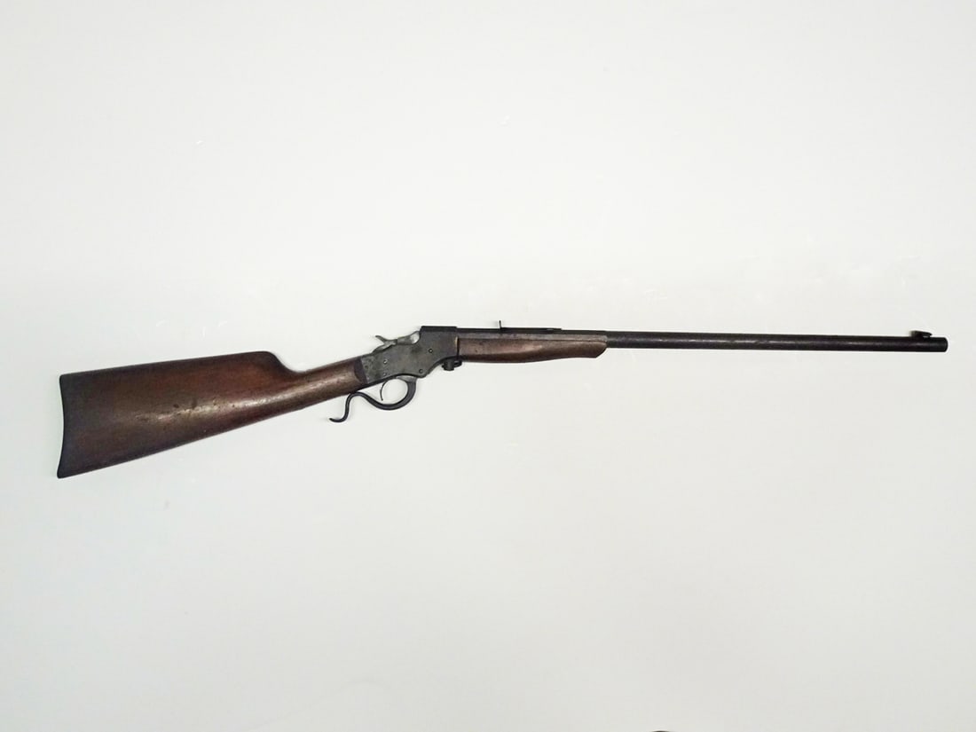 J. Stevens model 19 lever action rifle: J. Stevens A&T Company model 19 lever action rifle. 32 long caliber. Single shot. Serial number 93. Patent date 4/17/94. 25 1/2" barrel length - 1/2 round/1/2 octagon. Overall length 44". C&R - NO / I