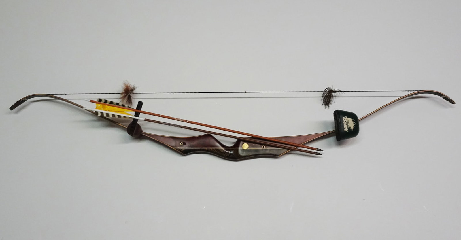 Bear Super Kodiak SK-11 recurve bow: Bear Super Kodiak SK-11 recurve bow. Serial number 6-225. 60#. AMO = 60". Includes attached (slide-on) Selway Grayling 4 arrow Bear quiver.
