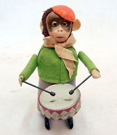 Schuco windup Monkey with drum, has key: Schuco windup Monkey with drum, has key