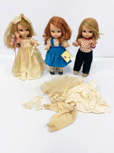 Three 1972 Royal dolls: Three 1972 Royal dolls, Joy, one with original hang tag, all marked A Royal Doll 1965, 11" tall, vinyl head, hard plastic jointed body, big painted eyes, closed mouth, rooted hair, all in original