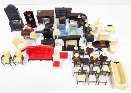 Renwal plastic dollhouse furniture: Renwal plastic dollhouse furniture, 1945-46, fifty-two pieces