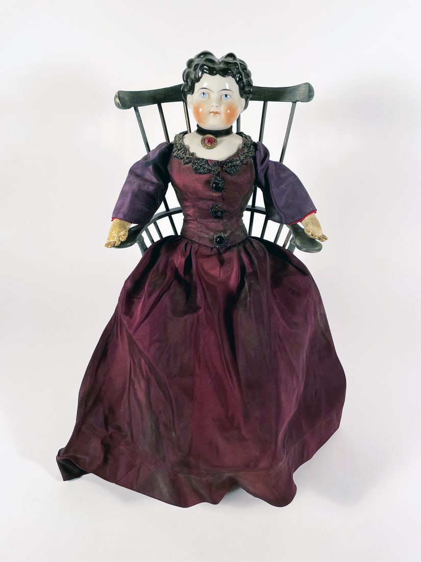 Antique china head doll in Windsor armchair (1 of 4)