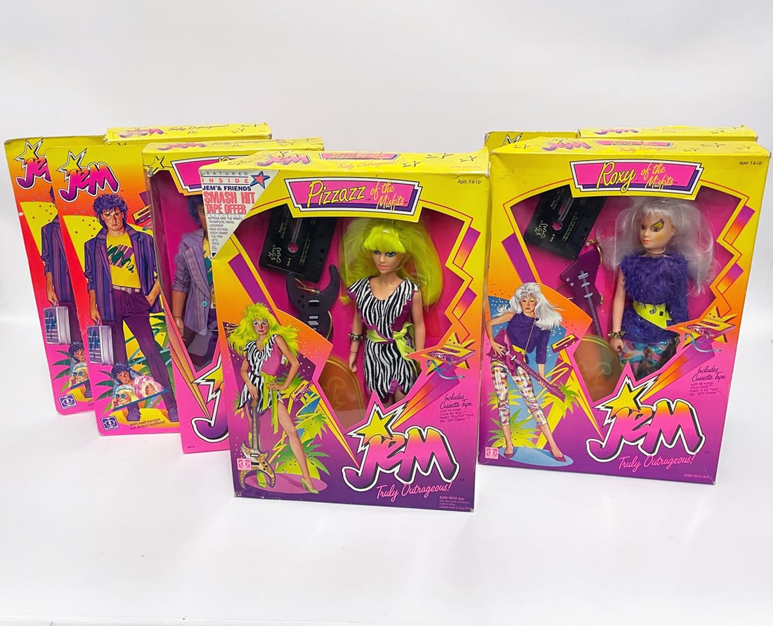 Five 1980's Mint Jem Dolls In Original Packaging Auction