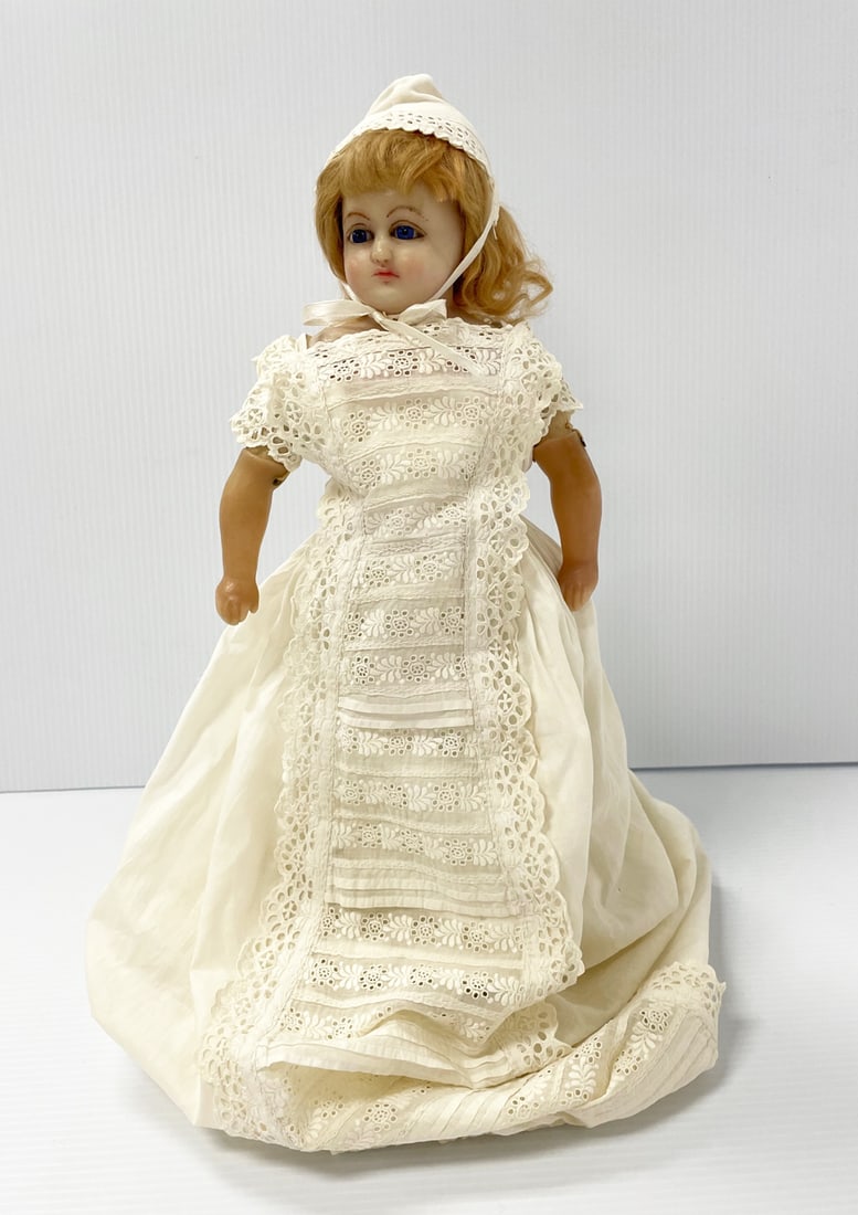 Wax turned shoulder head doll (1 of 3)