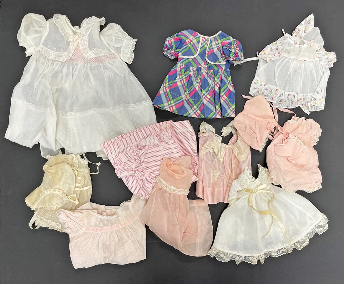 Group of assorted antique and vintage doll dresses (1 of 1)