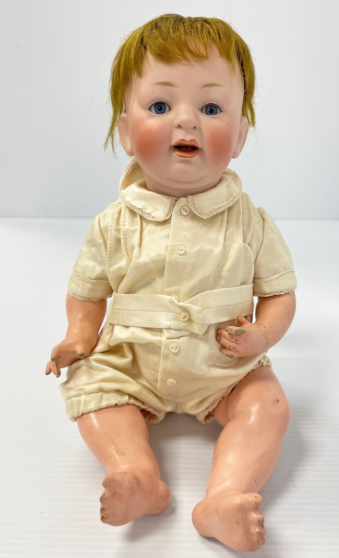 Antique bisque Kestner character baby Sammy: Antique bisque Kestner character baby Sammy, 16", bisque head, composition body jointed body, open mouth with two teeth, sleep eyes, original plaster pate, marked 211 on head