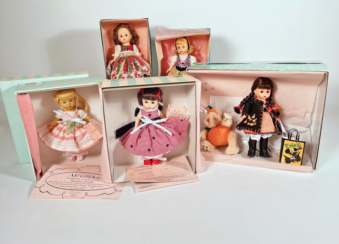 Five Madame Alexander dolls in boxes (1 of 1)