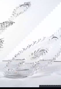 Baccarat Glass Remy Martin Cognac Decanter: Baccarat French crystal glass Remy Martin Louis XIII Cognac decanter, decorated with relief Fleur de Lis and raised glass designs, circa early 20th c. to mid 20th c., signed on underside "E. REMY