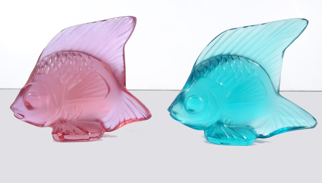 Lalique Crystal Glass Angelfish Figurines (1 of 2)