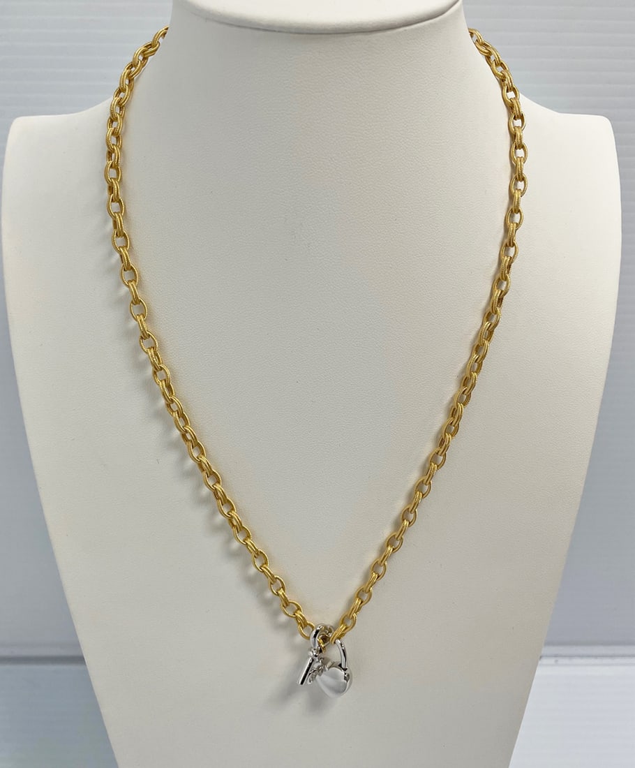 Heart and Key 14k Two Tone Necklace (1 of 2)