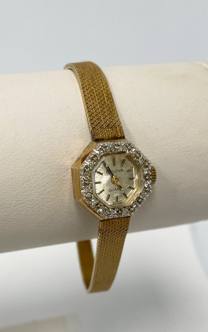 Bulova Diamond Yellow Gold Quartz Watch (1 of 1)