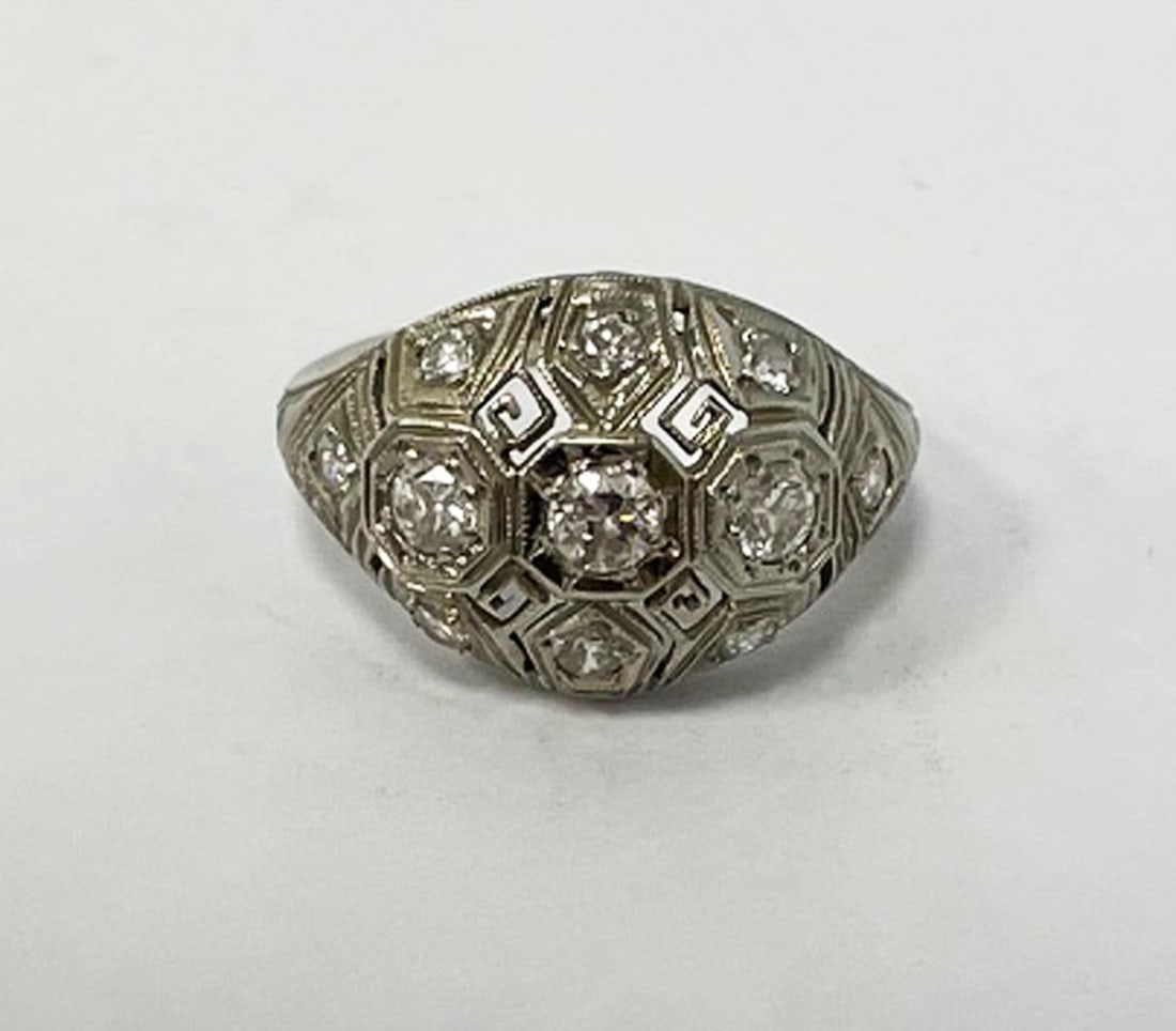 14K White Gold and Diamond Dome Ring (1 of 2)