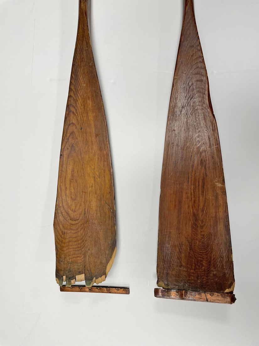 Pair of Antique Oak Guide Boat Oars (1 of 2)