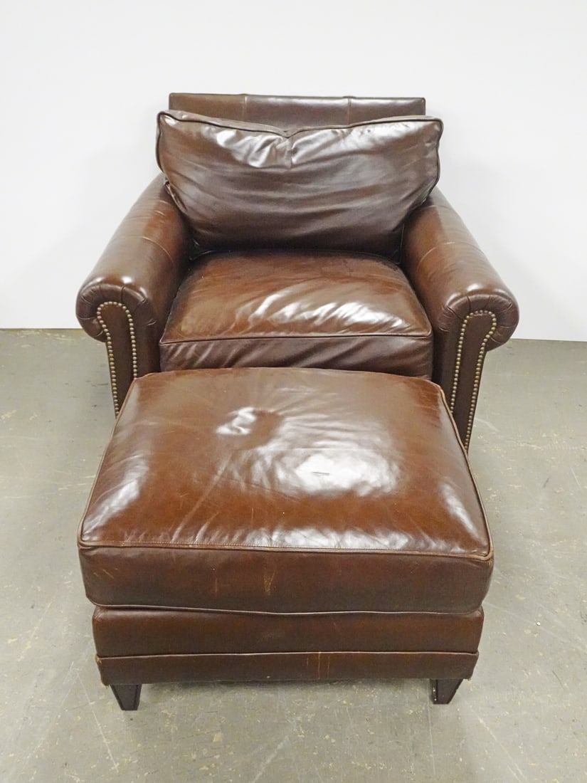 Ralph Lauren Leather Club Chair with Ottoman (1 of 4)