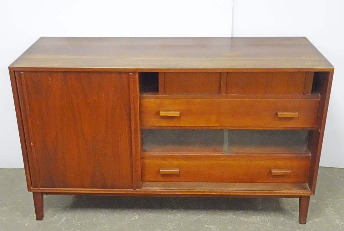 School for American Craftsmen-Woodshop Sideboard: Mid century School for American Craftsmen-Woodshop walnut sideboard, comes with its original receipt dated 1952, 36" (h) x 60" x 18"