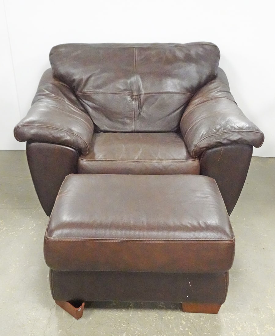 Divani Chateau d'Ax Italian Leather Chair w/Footstool (1 of 3)
