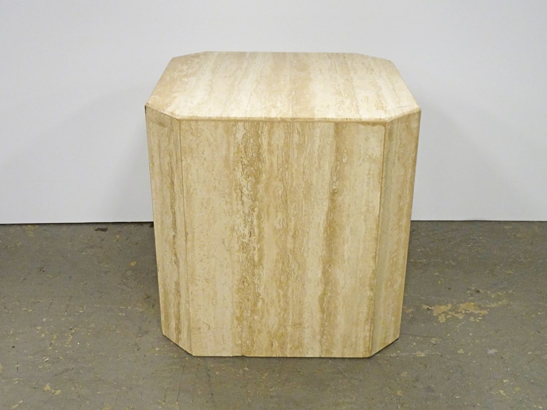 Travertine Marble Cube Form Side Table (1 of 2)