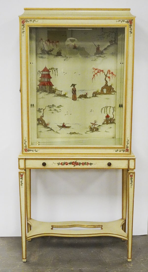 Asian Themed Painted Wood Curio Cabinet (1 of 3)
