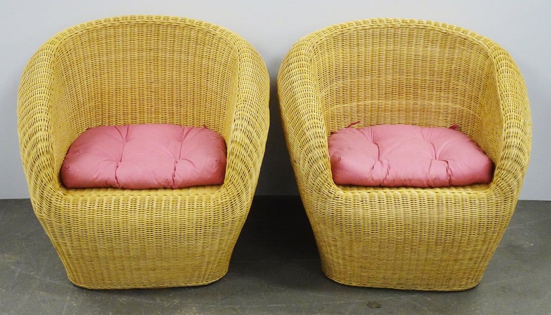 Pair of Wicker Barrel Back Chairs (1 of 2)