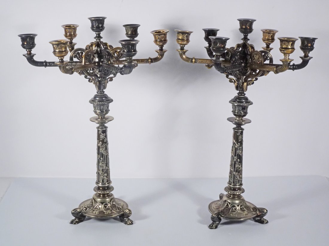 Pair of Antique Silver Plated Candelabrum (1 of 2)