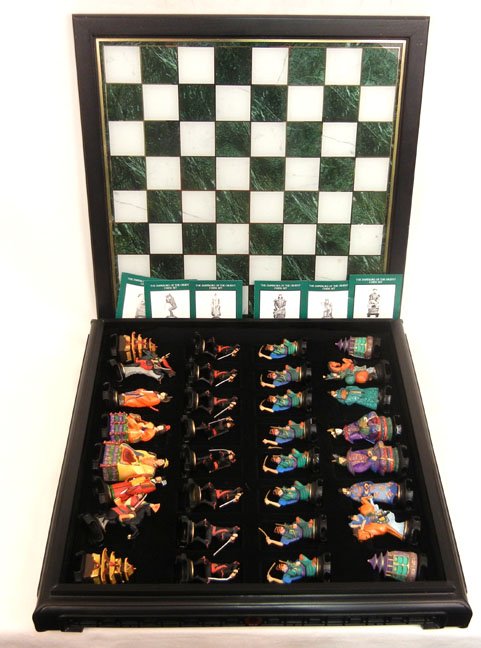Franklin Mint "The Emperors of the Orient" chess s: Franklin Mint "The Emperors of the Orient" chess set in game box, with piece descriptions