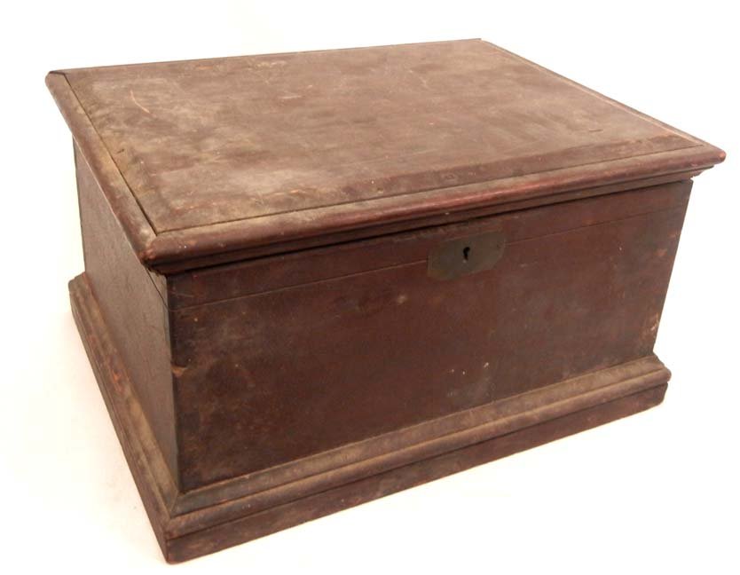 Walnut bible box, rectangular hinged lid with cham: Walnut bible box, rectangular hinged lid with chamfered edge, dovetailed construction, molded base, interior hidden storage with three compartments, escutcheon on front, 10" high x 17" x 13"