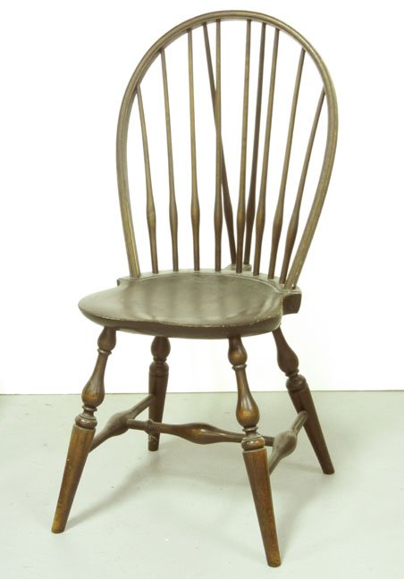 Wallace Nutting Windsor chair, signed on bottom, 3: Wallace Nutting Windsor chair, signed on bottom, 39" high